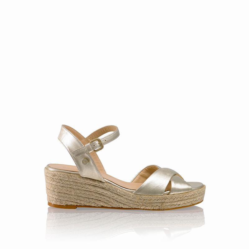 Russell & Bromley Gelato Womens Crossover Low Jute Wedge Metallic |RZC4018FO|